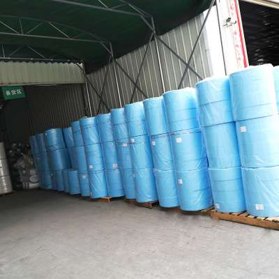 BLUE OUTER WATERPROOF DISPOSABLE FACE MASK MATERIAL POLYPROPYLENE FABRIC ROLLS, NON-WOVEN FABRIC, SPUNBOND,